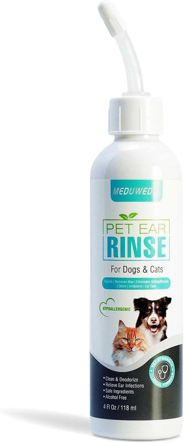 Ear Cleaner Finger Wipes 60 Counts, Dog Ear Cleaner, Grooming Kit Care for Dogs and Cats, Soft & Easy Otic Cleaning Pads, Remove Wax, Dirt & Stop Smelly, Itchy, Non-Irritating, Coconut Scent