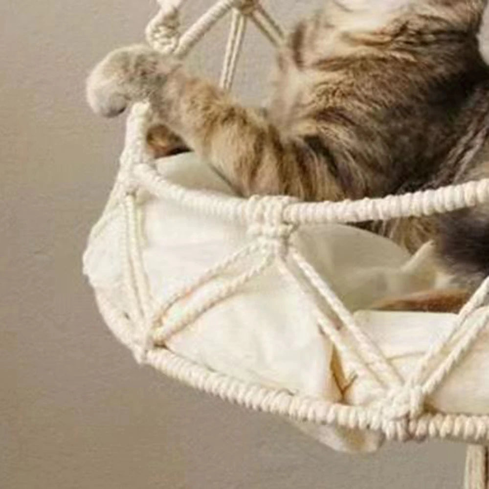 1PC Hand-Woven Kitten Hammock Hanging Cat Bed Bohemian Belt Hanging Kit Upholstery Cat Litter