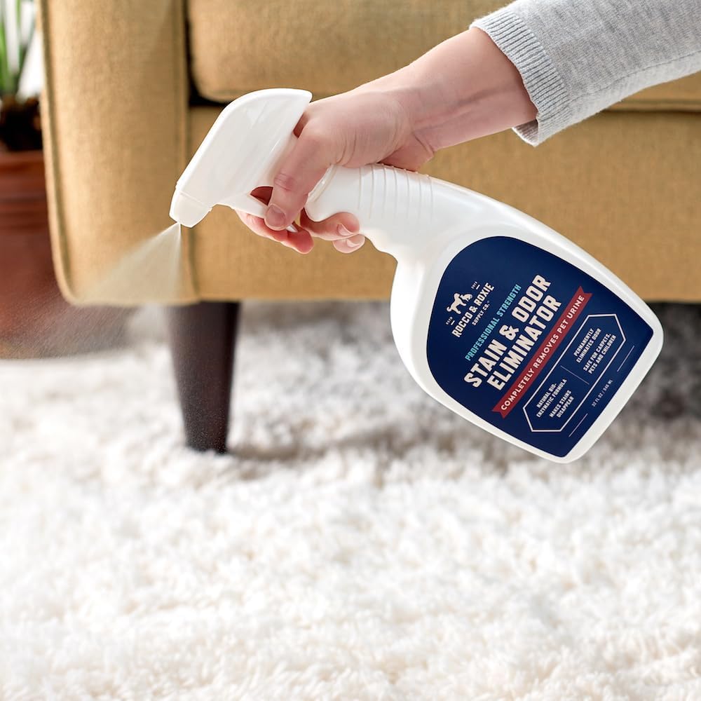 Stain & Strong Odor Eliminator, Enzyme Cleaner, Pet Odor Eliminator for Home - Carpet Stain Remover for Cats & Dog Pee - Urine Destroyer - Carpet Cleaner Spray Clear, 32 Fl Oz