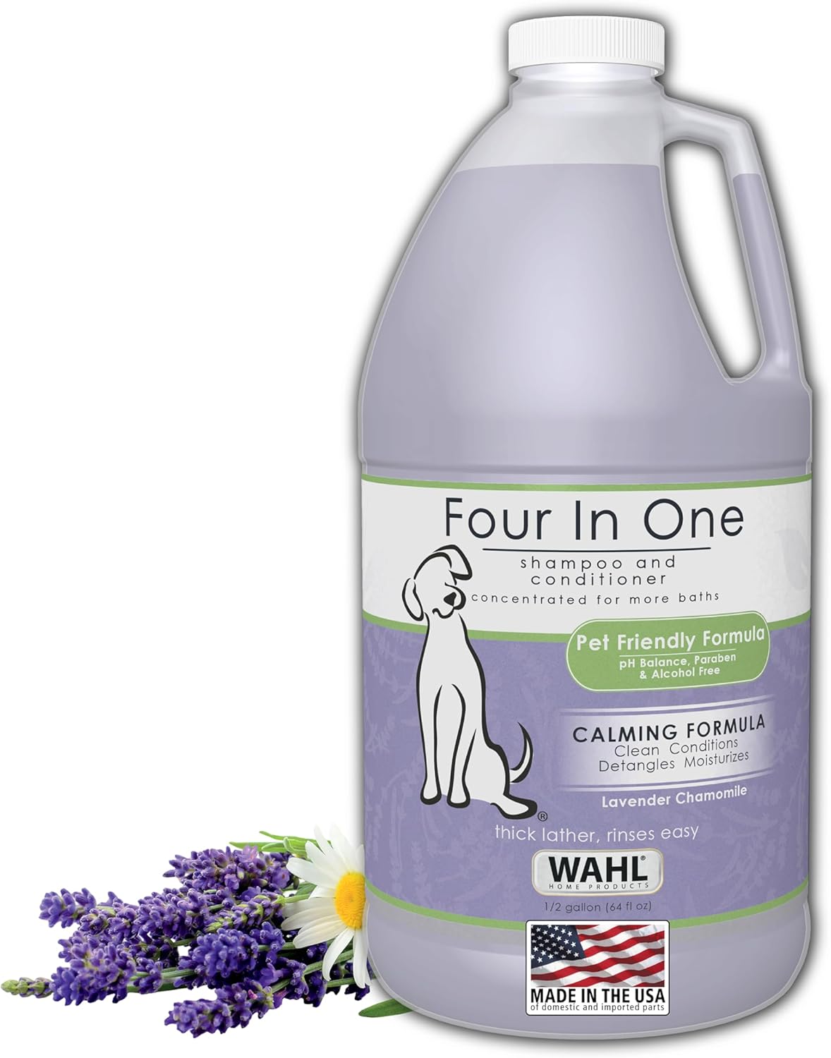 USA 4-In-1 Calming Dog Shampoo with Lavender Chamomile Scent – Cleans, Conditions, Detangles, & Moisturizes - Pet Friendly Formula - 24 Oz - Model 820000A