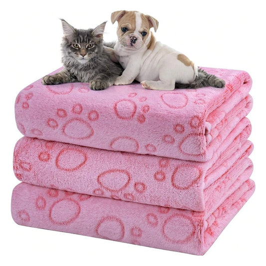 Pink Soft Fluffy Pet Blanket with Paw Print Warm Comfortable Dog Cat Blanket Mat for Bed or Sofa High Quality Pet Accessories