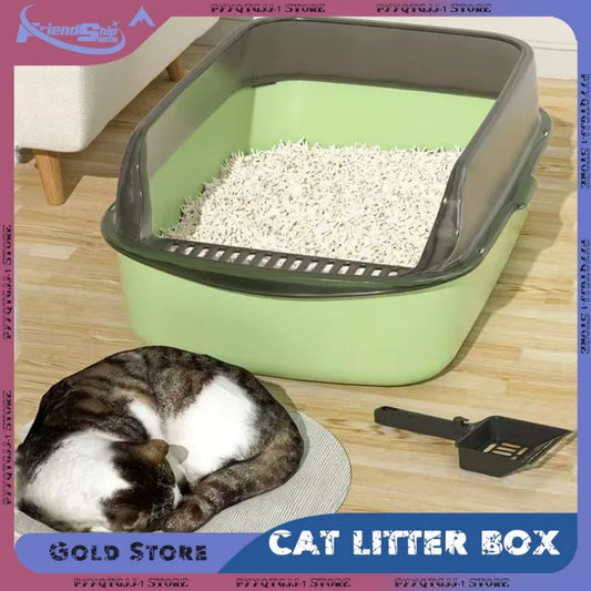 Cat Litter Box Large Capacity Semi-Closed Plastic Anti-Splash Cats Toilet Bedpan Big Oversized Cat Tray Bedpan Cat Toilet Bowl