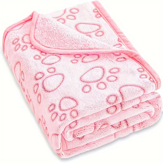 Pink Soft Fluffy Pet Blanket with Paw Print Warm Comfortable Dog Cat Blanket Mat for Bed or Sofa High Quality Pet Accessories