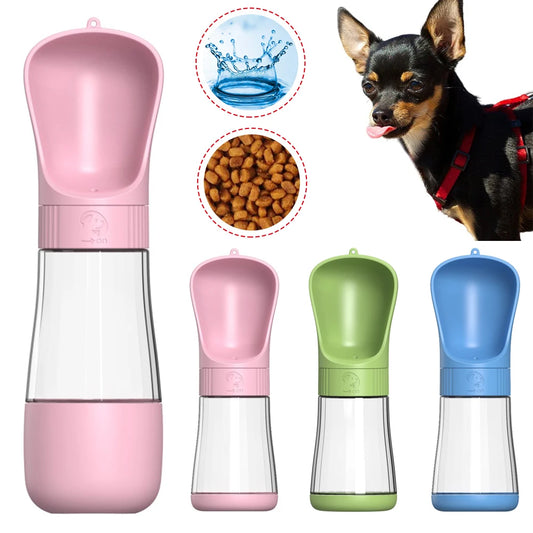 2 in 1 Portable Dog Water Bottle for Small Large Dogs Cats Outdoor Walking Drinking Bowls Pet Feeder Puppy Chihuahua Supplies