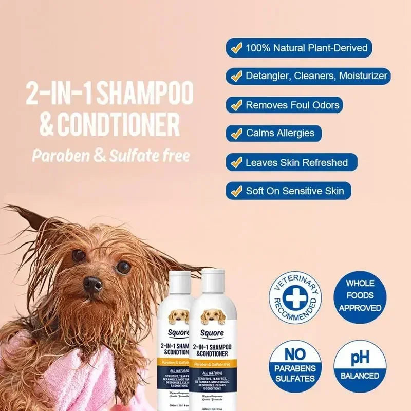 Puppy Shampoo and Conditioner 2 in 1 Natural Moisturizing Shampoo Moisturizing Dog Shampoo for Sensitive Skin PH Balanced