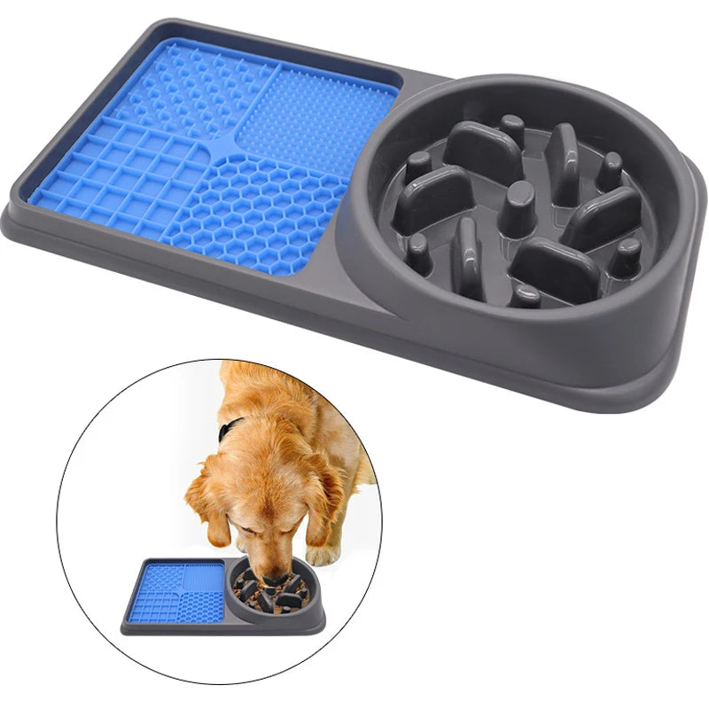 Silicone 2In1 Dog Lick Mat for Dogs Pet Slow Food Plate Feeder with Non-Sliping Cups Silicone Sniffing Pad Pet for Dry/Wet Food