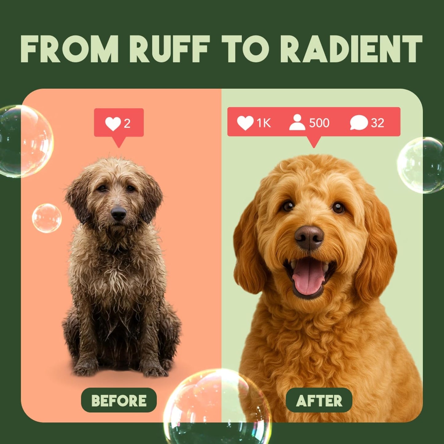 2-In-1 Dog Shampoo and Conditioner, Moisturizing Dog Detangler, Puppy Safe, Made in the USA, Papaya Scent, Cat & Kitten Safe, 20Oz.