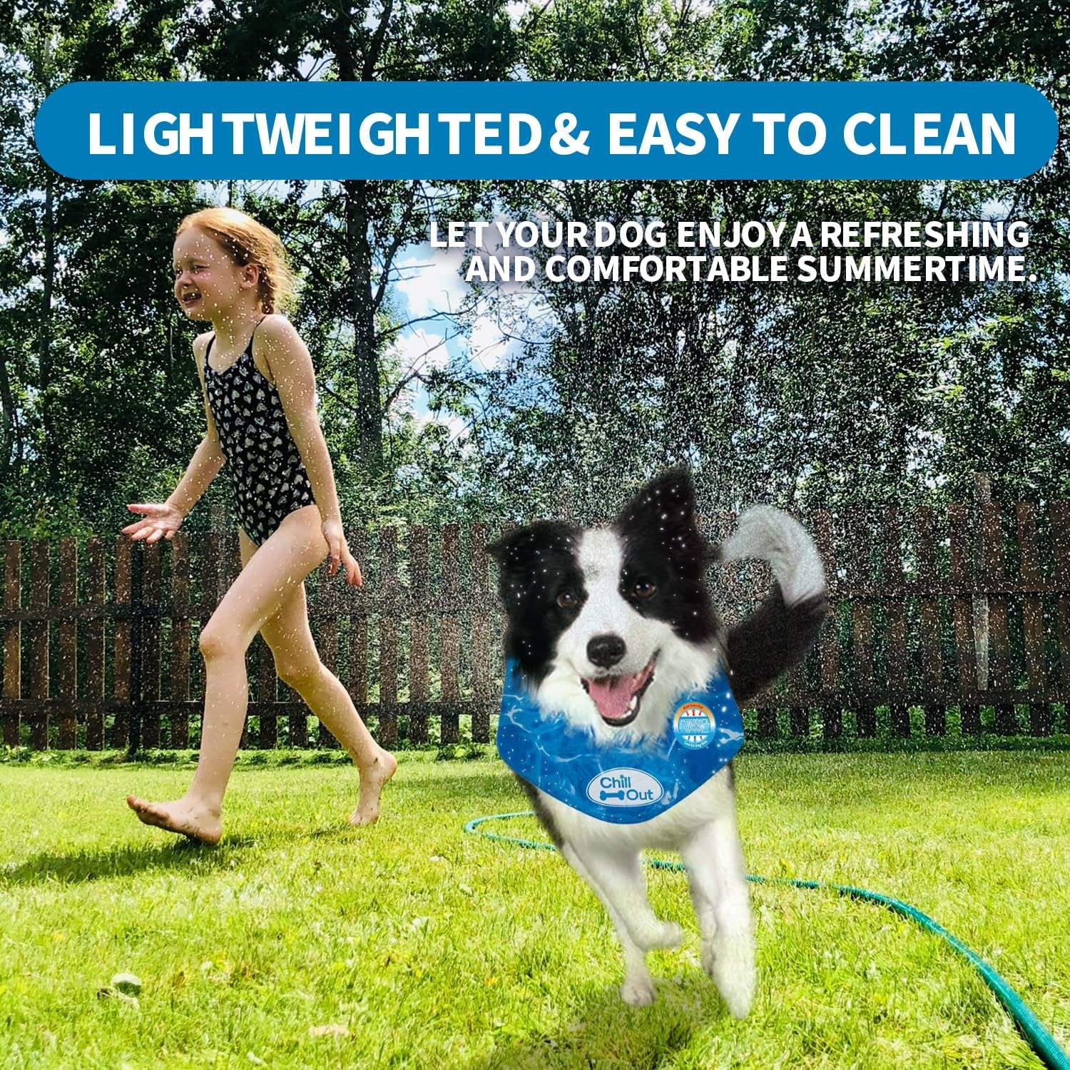 Dog Cooling Bandana, Cooling Bandanas for Small Dogs, Ice Dog Bandanas, Cooling Neck Wraps for Dogs, Chill Out Blue Collar Neck Cooler (S)