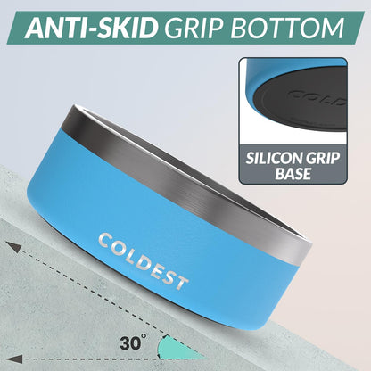 Coldest Dog Bowl - anti Rust Metal, Non Slip, 3 Layers Insulated Stainless Steel Dog Bowls - Spill Proof & Heavy Duty - Water Bowl for Dogs, Cats & Pets, Dish Washer Safe (64 Oz, Celestial Blue)