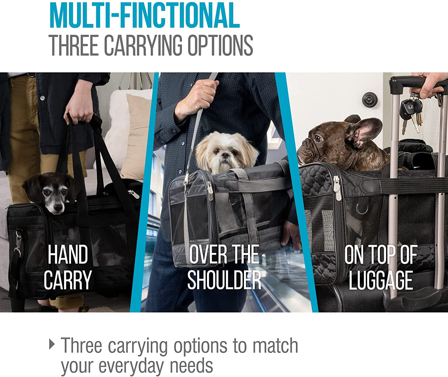 Original Deluxe Travel Pet Carrier, Airline Approved - Charcoal Gray, Large