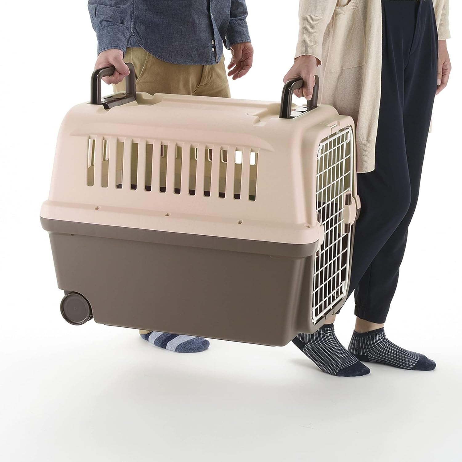 E-Z Mobile Pet Carrier S/M in Brown, Wheeled Pet Carrier/Crate for Easy Travel, for Dogs and Cats