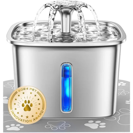 Innovation Award Winner Stainless Steel Cat Water Fountain, 95Oz/2.8L Automatic Pet Fountain Dog Water Dispenser
