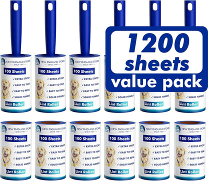 1200 Sheets Lint Roller with 6 Upgraded Handles (6 Rollers + 6 Refill), Mage Value Set Sticky Lint Rollers for Pet Hair, Portable Pet Hair Remover for Clothes, Furniture, Carpet, Dog and Cat