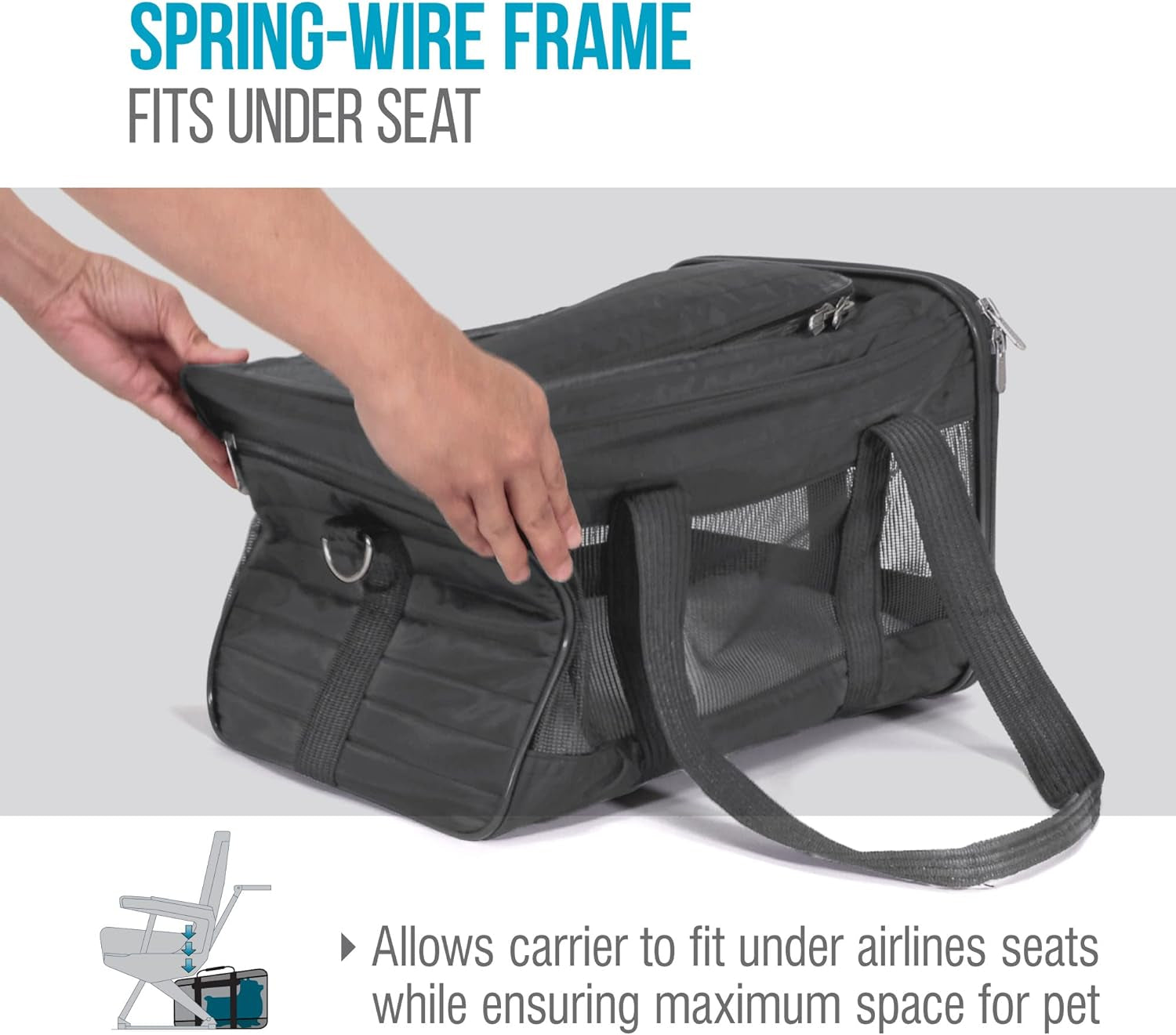 Original Deluxe Travel Pet Carrier, Airline Approved - Charcoal Gray, Large