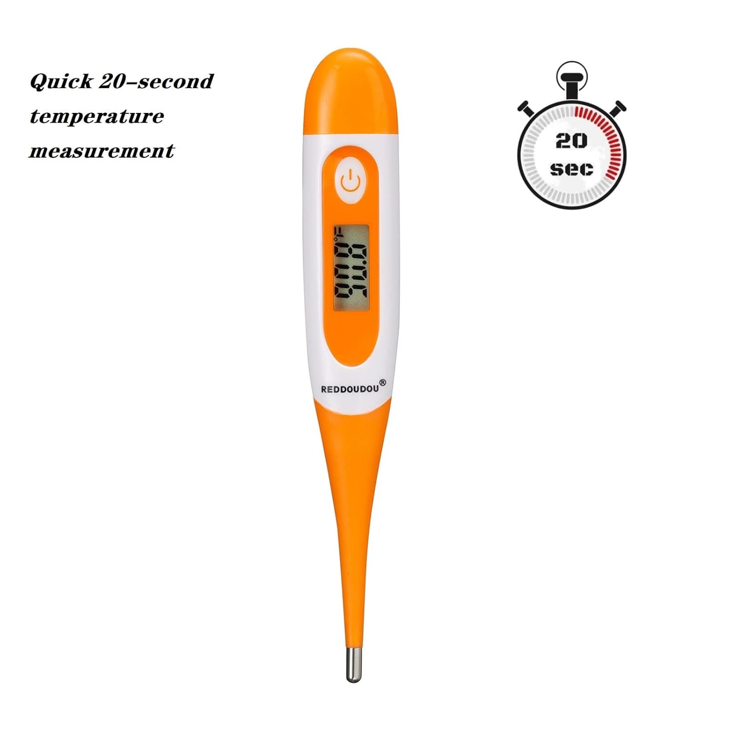 Digital Pet Thermometer for Accurate Fever Detection, Suitable for Cats/Dogs/Horse/Veterinarian, Waterproof Pet Thermometer, Fast and Accurate Measurements in 20 Seconds (Orange)