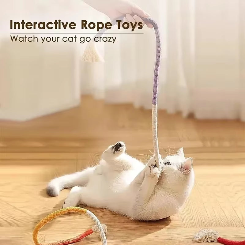 Silvervine Cat Teaser Toy Interactive Cotton Rope Dental Chew Safe Kitten Play Toys for Active Pets Viral Eco Friendly Pet Suppl
