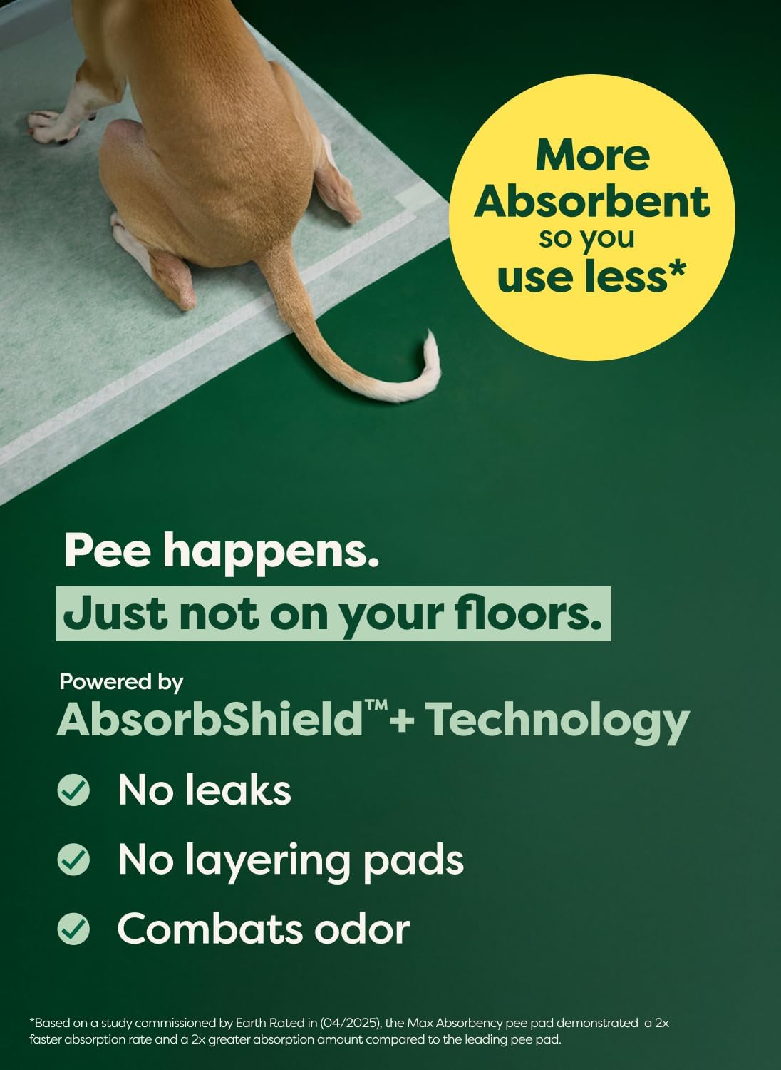 Max Absorbency Puppy Pee Pads for Dogs Absorbs 2X Faster & 2X More, Leak-Proof, Odor Control Potty Training, Unscented, Large, 22” X 23”, 40 Count