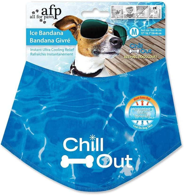 Dog Cooling Bandana, Cooling Bandanas for Small Dogs, Ice Dog Bandanas, Cooling Neck Wraps for Dogs, Chill Out Blue Collar Neck Cooler (S)