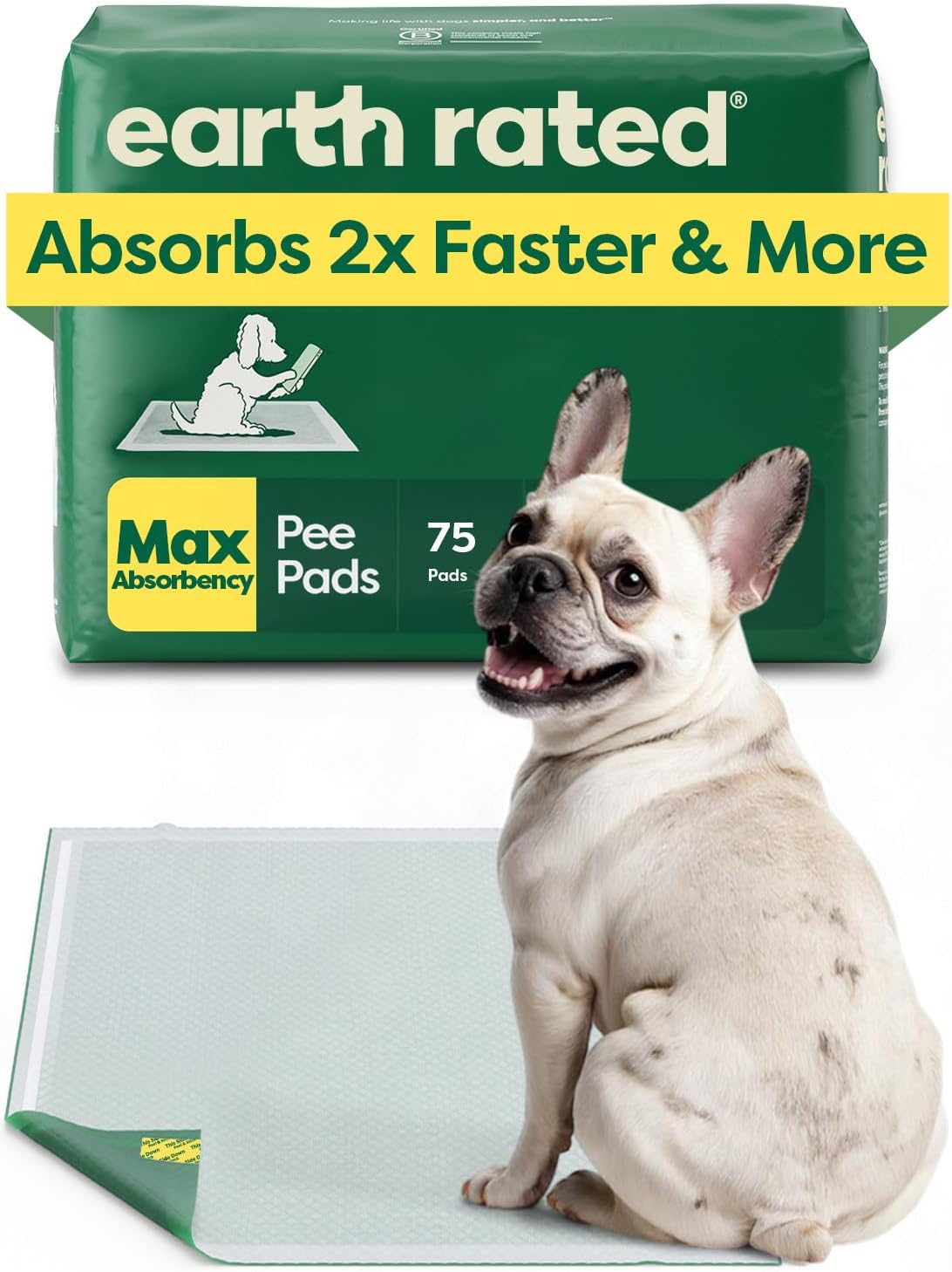 Max Absorbency Puppy Pee Pads for Dogs Absorbs 2X Faster & 2X More, Leak-Proof, Odor Control Potty Training, Unscented, Large, 22” X 23”, 40 Count