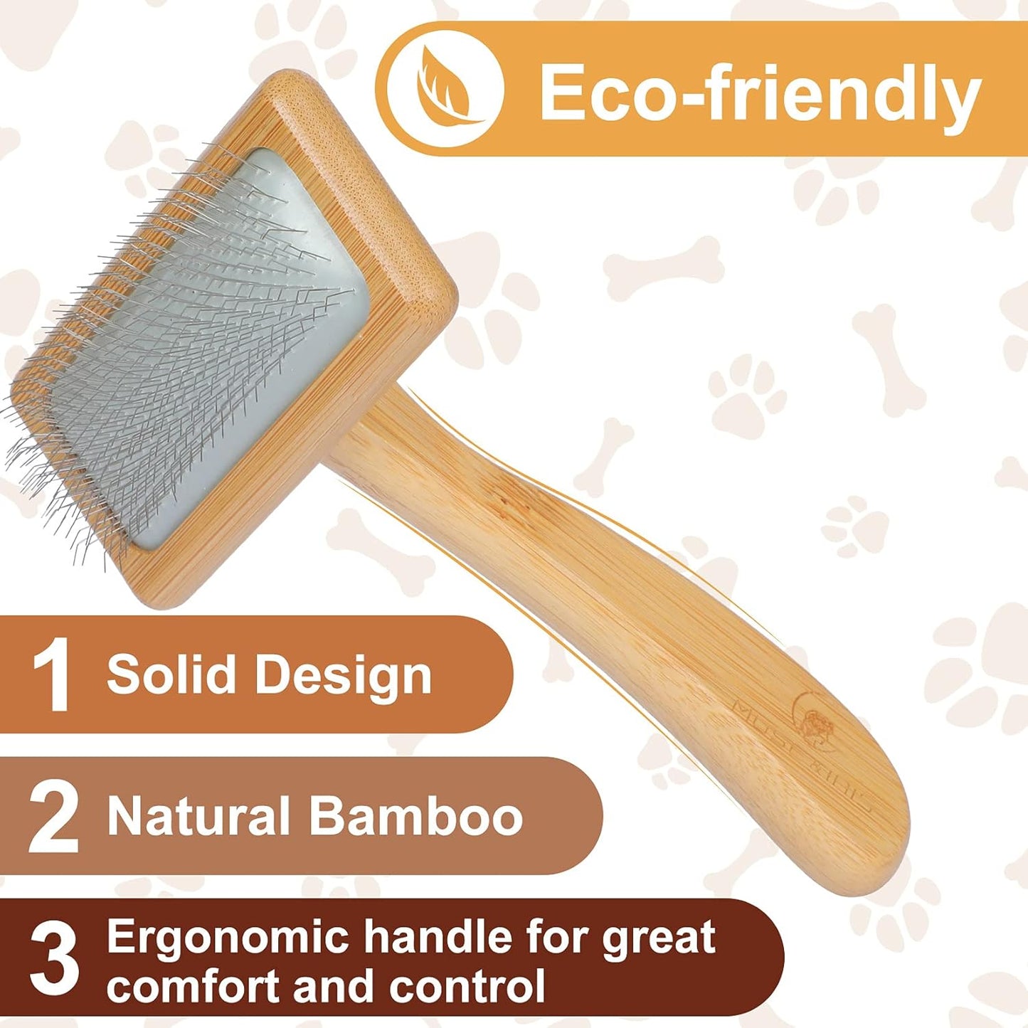 Dog & Cat Brush, Pet Slicker Brush with Bamboo Handle for Large Medium & Short Hair Elegant Grooming Comb for Removing Shedding, Tangles and Dirt