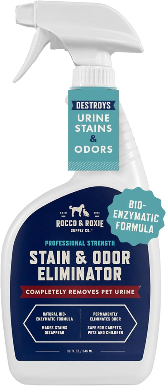 Stain & Strong Odor Eliminator, Enzyme Cleaner, Pet Odor Eliminator for Home - Carpet Stain Remover for Cats & Dog Pee - Urine Destroyer - Carpet Cleaner Spray Clear, 32 Fl Oz
