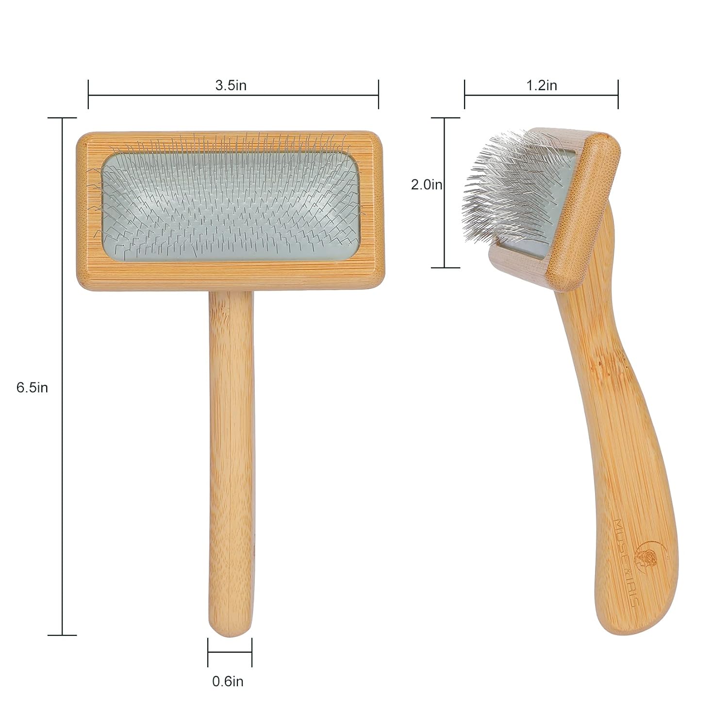 Dog & Cat Brush, Pet Slicker Brush with Bamboo Handle for Large Medium & Short Hair Elegant Grooming Comb for Removing Shedding, Tangles and Dirt