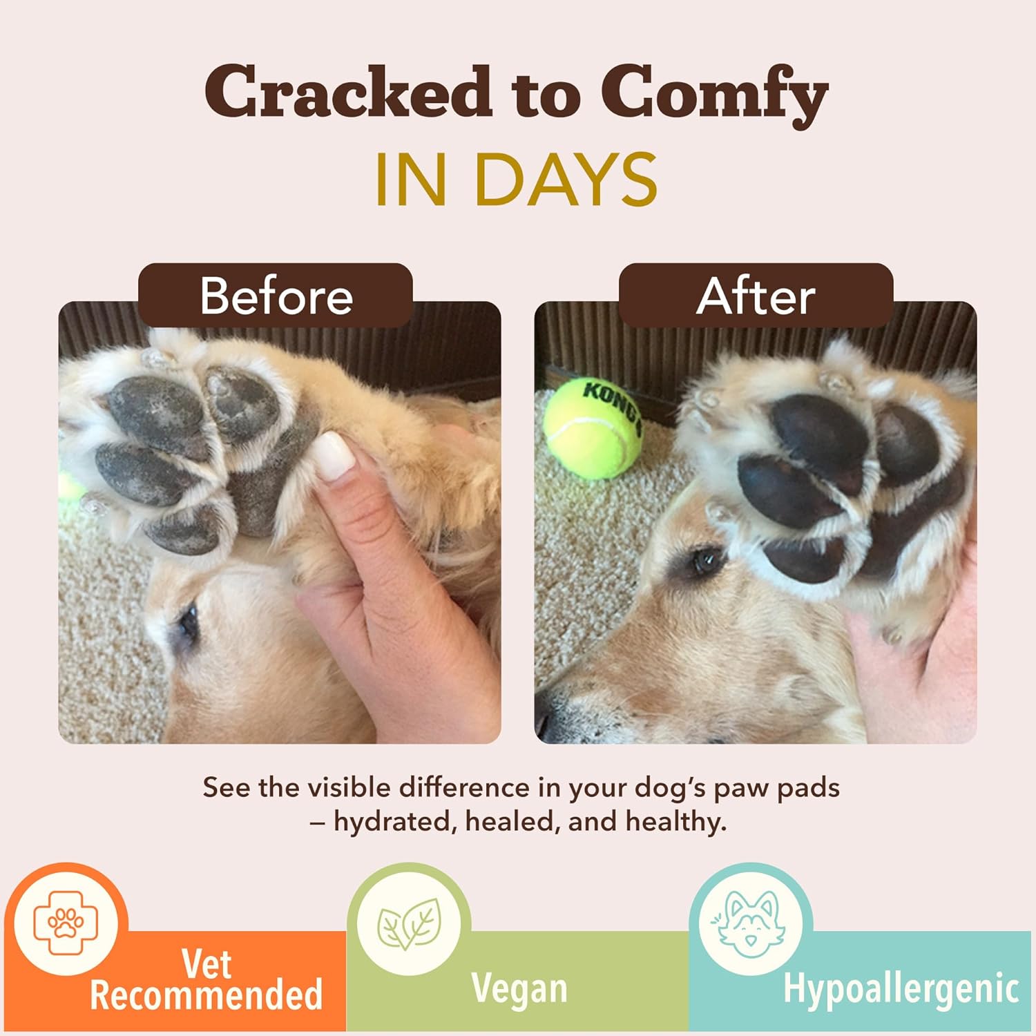 Paw Soother Balm & Wax 2 Oz Stick – Nourishing Paw Care with Coconut & Hempseed Oils + Calendula – Soothes Dry, Cracked Pads – Lick-Safe & Weather Protective