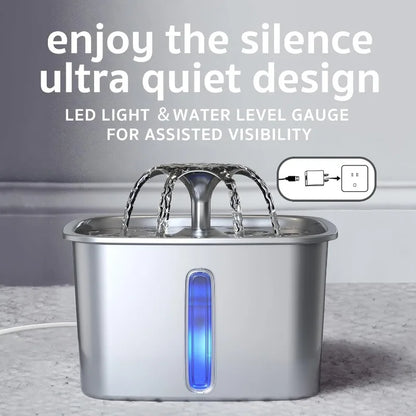 Innovation Award Winner Stainless Steel Cat Water Fountain, 95Oz/2.8L Automatic Pet Fountain Dog Water Dispenser