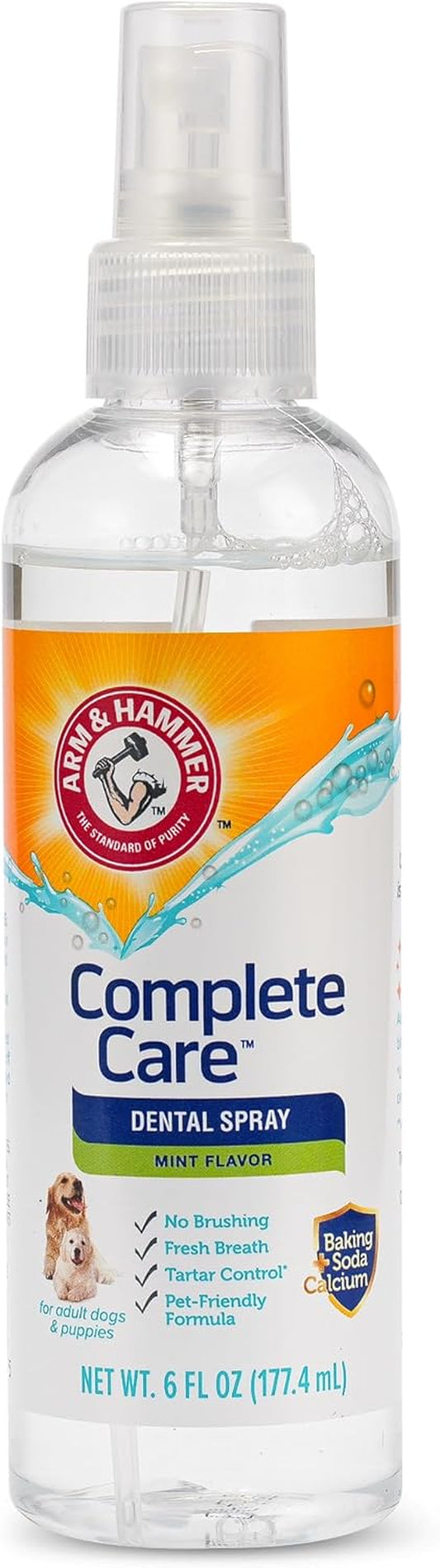 Complete Care Dog Dental Spray, Mint Flavor, Easy Brushless Dog Breath Freshener, Baking Soda Enhanced Formula for Fresh Dog Breath, 6Oz