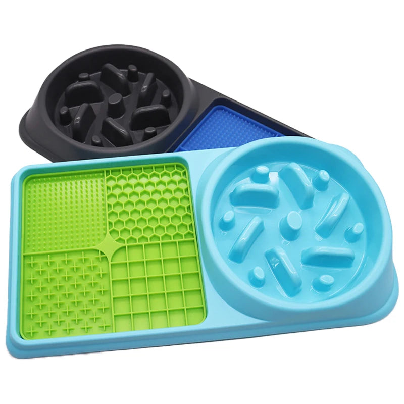 Silicone 2In1 Dog Lick Mat for Dogs Pet Slow Food Plate Feeder with Non-Sliping Cups Silicone Sniffing Pad Pet for Dry/Wet Food