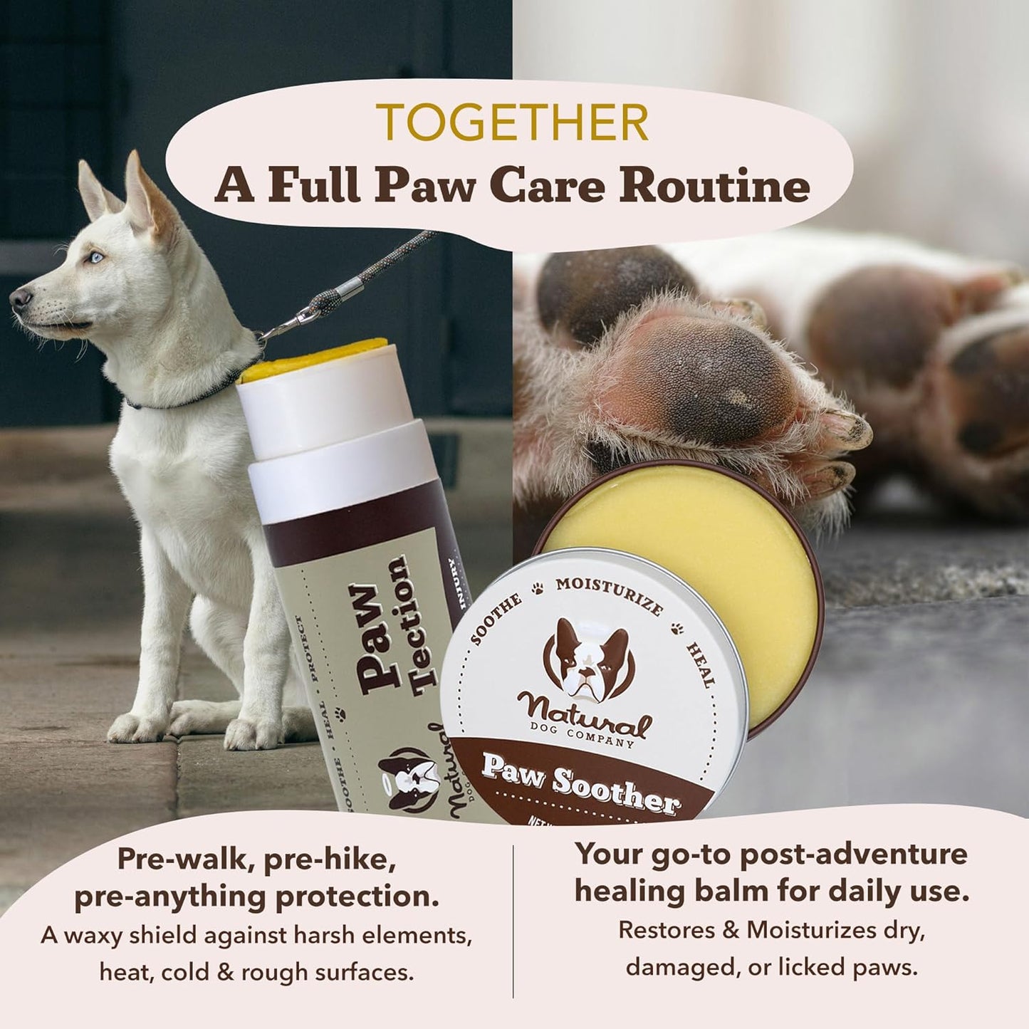 Paw Soother Balm & Wax 2 Oz Stick – Nourishing Paw Care with Coconut & Hempseed Oils + Calendula – Soothes Dry, Cracked Pads – Lick-Safe & Weather Protective