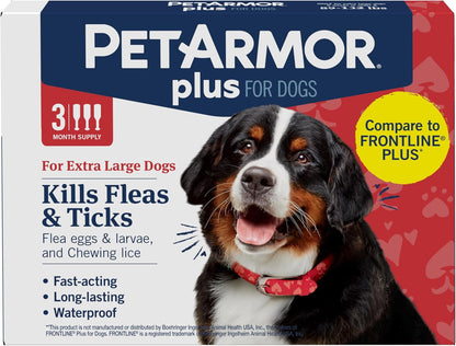 plus Flea and Tick Prevention for Cats, Cat Flea and Tick Treatment, 3 Doses, Waterproof Topical, Fast Acting, Cats over 1.5 Lbs