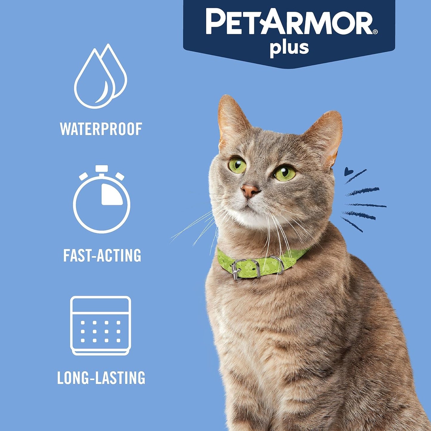 plus Flea and Tick Prevention for Cats, Cat Flea and Tick Treatment, 3 Doses, Waterproof Topical, Fast Acting, Cats over 1.5 Lbs