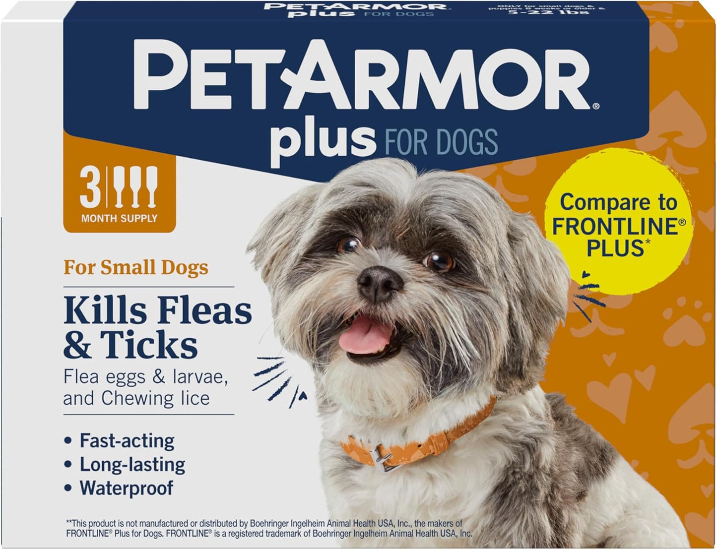 plus Flea and Tick Prevention for Cats, Cat Flea and Tick Treatment, 3 Doses, Waterproof Topical, Fast Acting, Cats over 1.5 Lbs