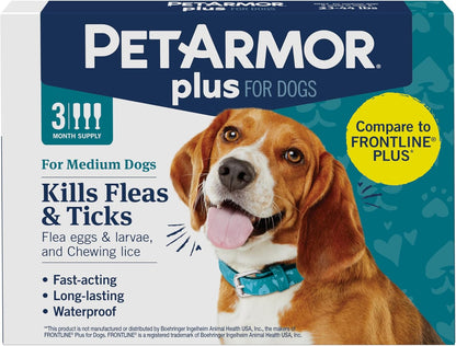 plus Flea and Tick Prevention for Cats, Cat Flea and Tick Treatment, 3 Doses, Waterproof Topical, Fast Acting, Cats over 1.5 Lbs