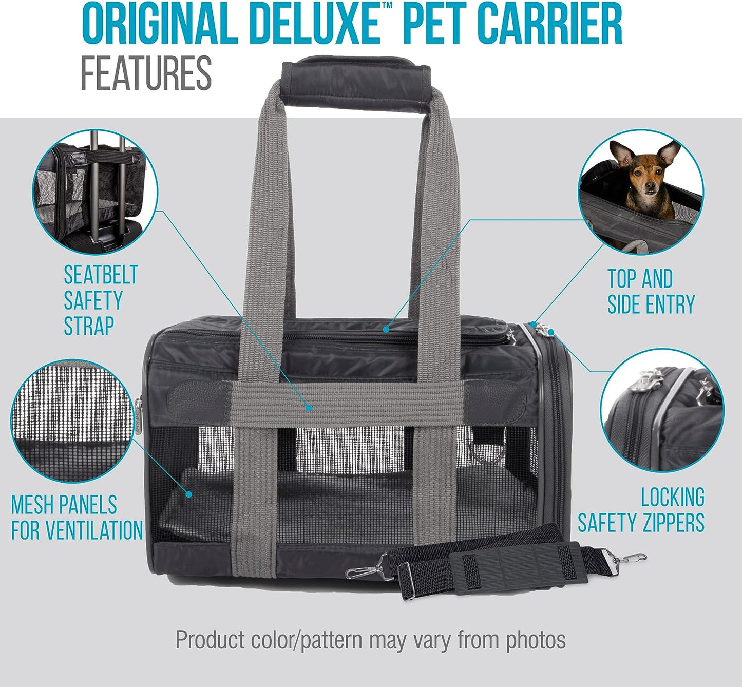 Original Deluxe Travel Pet Carrier, Airline Approved - Charcoal Gray, Large