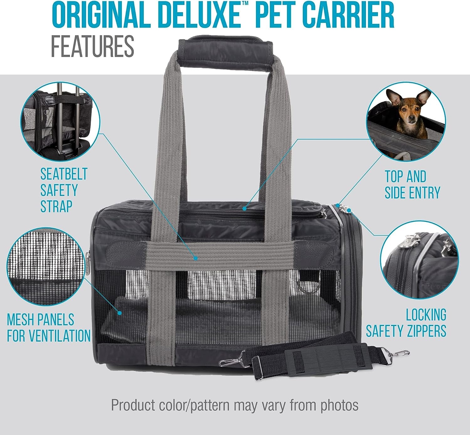 Original Deluxe Travel Pet Carrier, Airline Approved - Charcoal Gray, Large