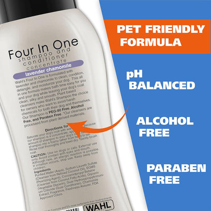 USA 4-In-1 Calming Dog Shampoo with Lavender Chamomile Scent – Cleans, Conditions, Detangles, & Moisturizes - Pet Friendly Formula - 24 Oz - Model 820000A