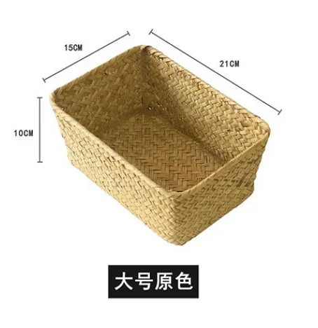 Handmade Seagrass Woven Storage Box Seaweed Storage Finishing Basket with Lid Sundry Bath Cosmetic Towel Container Mx01161829