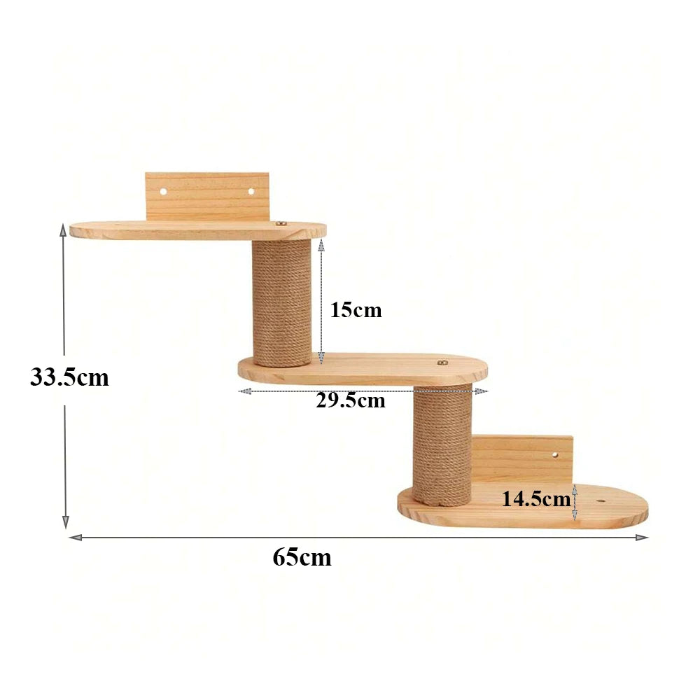 Wall Mounted Moon Hammock Beds for Cats Climbing Shelf Walk Steps Solid Wood Perch Bridges Scratching Posts Furniture for Cats