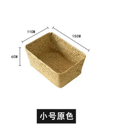 Handmade Seagrass Woven Storage Box Seaweed Storage Finishing Basket with Lid Sundry Bath Cosmetic Towel Container Mx01161829