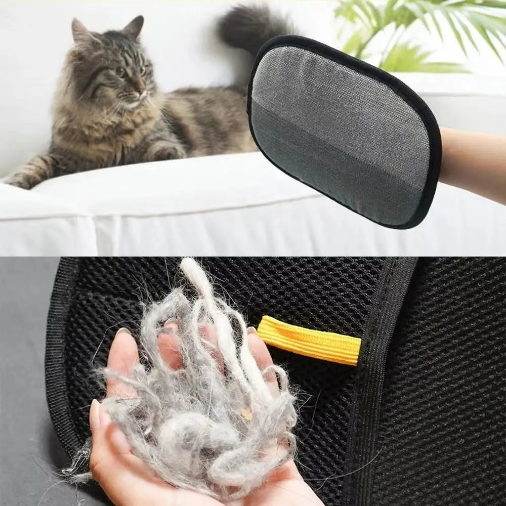 Two-Way Pet Static Hair Removal Gloves Reusable Washable Static Dust Brush Multifunctional Mesh Cloth Pet Grooming Gloves Home
