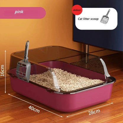 Cat Litter Box Large Capacity Semi-Closed Plastic Anti-Splash Cats Toilet Bedpan Big Oversized Cat Tray Bedpan Cat Toilet Bowl