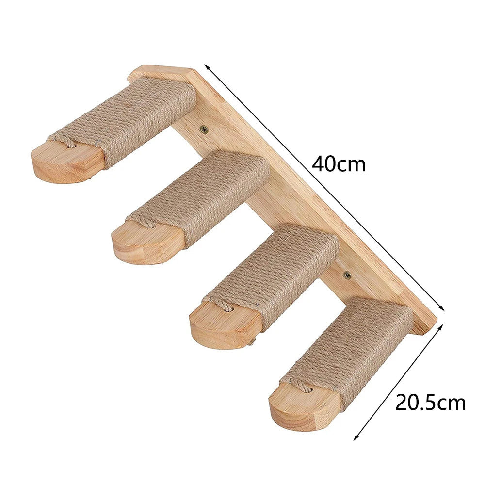 Wall Mounted Moon Hammock Beds for Cats Climbing Shelf Walk Steps Solid Wood Perch Bridges Scratching Posts Furniture for Cats