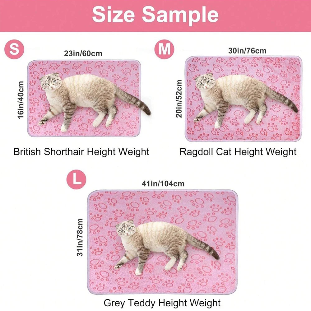 Pink Soft Fluffy Pet Blanket with Paw Print Warm Comfortable Dog Cat Blanket Mat for Bed or Sofa High Quality Pet Accessories