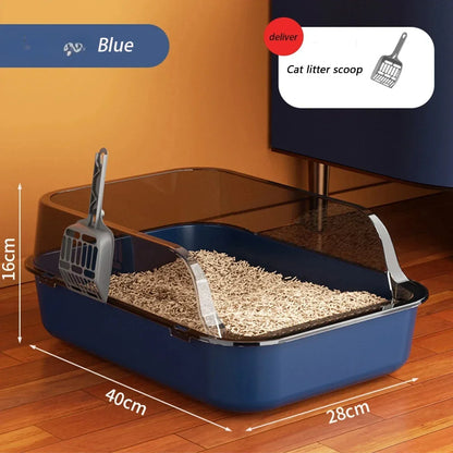 Cat Litter Box Large Capacity Semi-Closed Plastic Anti-Splash Cats Toilet Bedpan Big Oversized Cat Tray Bedpan Cat Toilet Bowl