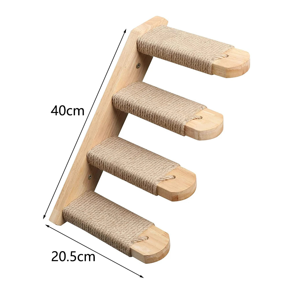 Wall Mounted Moon Hammock Beds for Cats Climbing Shelf Walk Steps Solid Wood Perch Bridges Scratching Posts Furniture for Cats