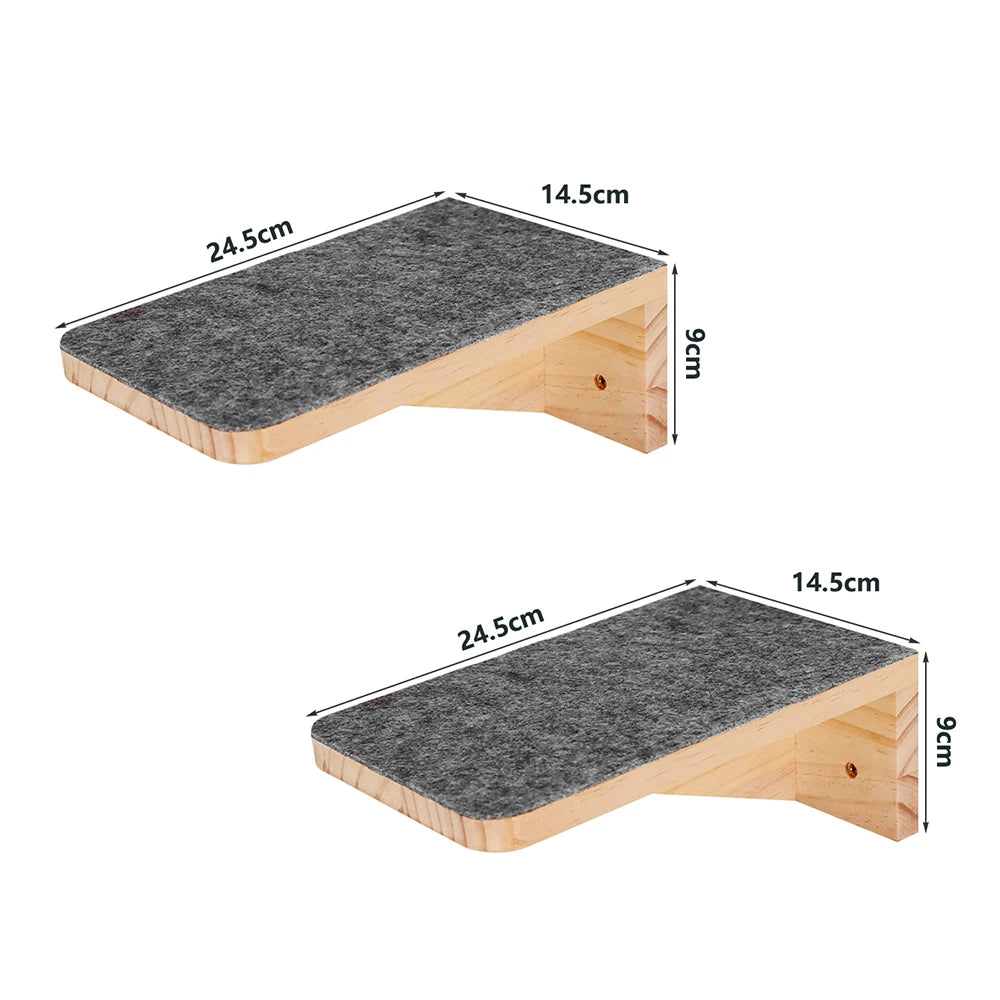 Wall Mounted Moon Hammock Beds for Cats Climbing Shelf Walk Steps Solid Wood Perch Bridges Scratching Posts Furniture for Cats