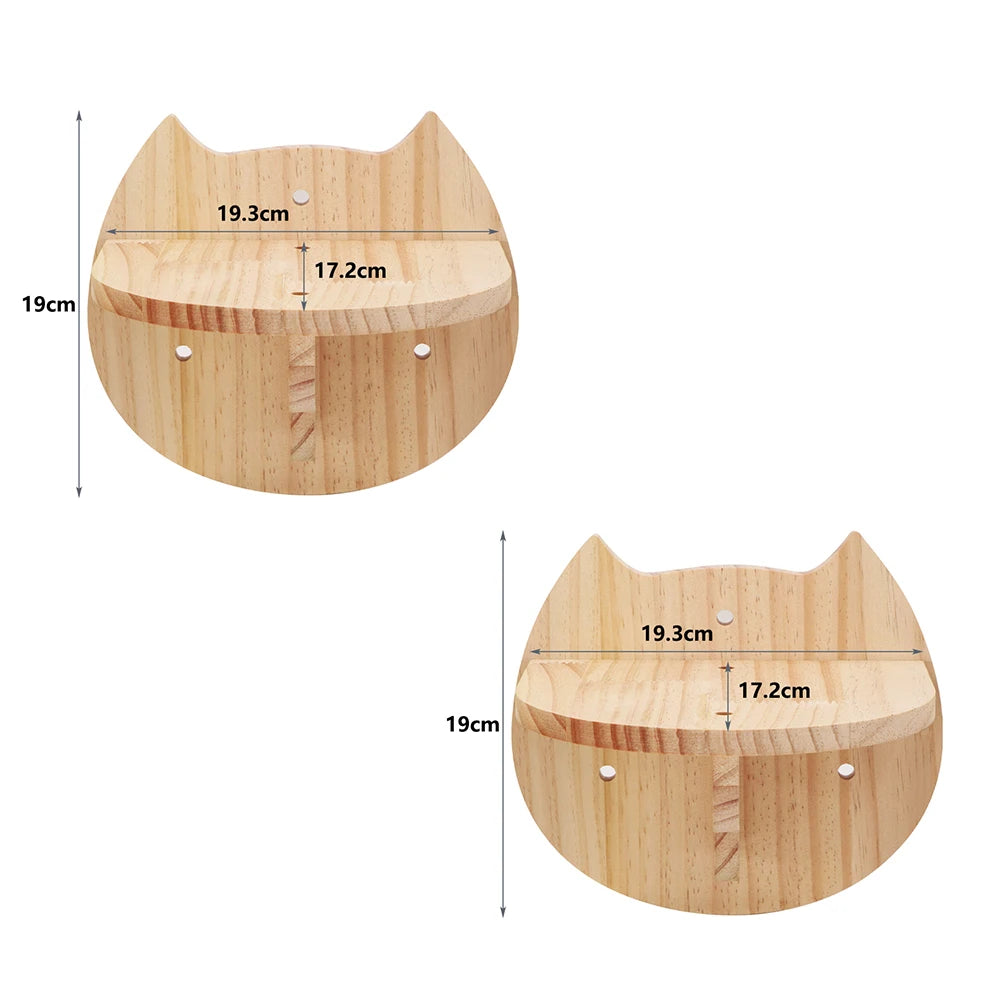 Wall Mounted Moon Hammock Beds for Cats Climbing Shelf Walk Steps Solid Wood Perch Bridges Scratching Posts Furniture for Cats