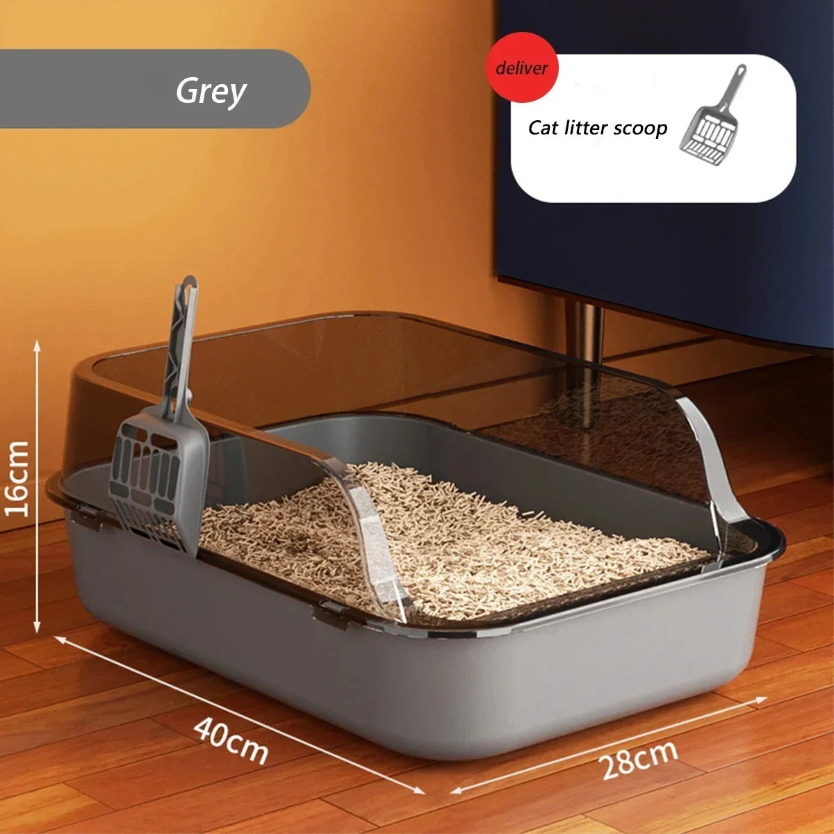 Cat Litter Box Large Capacity Semi-Closed Plastic Anti-Splash Cats Toilet Bedpan Big Oversized Cat Tray Bedpan Cat Toilet Bowl